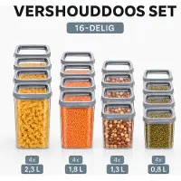 Curver - Vershouddoos SET van 16 Stuks - 4x 0,8 L + 4x 1,3 L + 4x 1,8 L + 4x 2,3 L