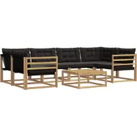 vidaXL Buiten bank set 7 st Wit en zwart