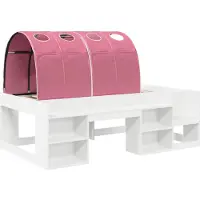 vidaXL Bedframe met Tunnel 3 st Wit en Roze Geconstrueerd hout