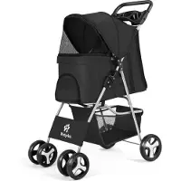 Famanu Kleine hondenbuggy, 15 kg, ultralicht, inklapbaar, wielen van EVA-schuim, bekerhouder
