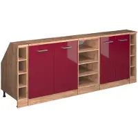 Vicco R-Line Keukenkast voor schuine wand – 210 cm Set van 5 kastrompen 60 cm diepte Rode hoogglans