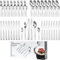 Deleca Essential bestekset 48-delig voor 8 personen, RVS 18/0, glanzend zilver, vaatwasserbestendig