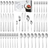 Deleca 12 Persoons Bestekset Essential (72-delig) - Lepels, Messen, Vorken, Steakmessen & Gebaksvorkjes - Vaatwasserbestendig Bestek - Glanzend Zilver / Edelstaal