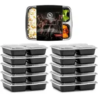 Fitcrafters Meal Prep Bakjes - Vershoudbakjes - Diepvriesbakjes - 10 Stuks - 3 Compartimenten - 1L - BPA vrij