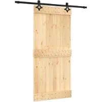 vidaXL Schuifdeur Naturel en Zwart 95 x 210 cm Massief Pine Hout