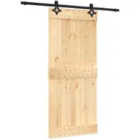 vidaXL Schuifdeur Naturel en Zwart 90 x 210 cm Massief Pine Hout