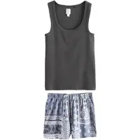 Next Korte pyjama duifblauw / antraciet / aubergine / wit