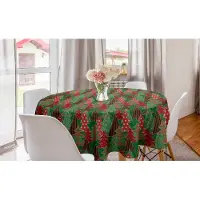 Abakuhaus Kerstronde Tafelkleed, Cirkelvormige tafellaken Hoes voor de keukendecoratie in de eetkamer, 150 cm, Donker Koraal Donkergroen