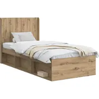 vidaXL Bedframe met opbergruimte en hoofdbord Artisanaal eiken