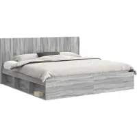 vidaXL Bedframe met opbergruimte en hoofdbord Grijs Sonoma