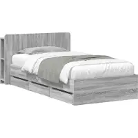 vidaXL Bedombouw met opslag Grijs Sonoma 75 x 190 cm Bewerkt hout