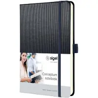 Sigel Conceptum Schrijfblok A5 Geruit Zijdelings Gebonden Kunststof Harde kaft Grijs, metallic Geperforeerd 194 Pagina's