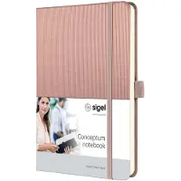 Sigel Conceptum Schrijfblok A5 Gelinieerd Zijdelings Gebonden Kunststof Harde kaft Metallic, roze Geperforeerd 194 Pagina's