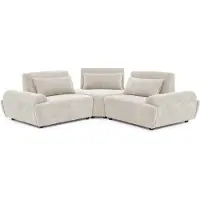 Oviala - Modulaire 3-zits hoekbank met verstelbare rugleuning 231 cm ecru - Callisto