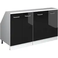 Vicco R-Line Keukenkast voor schuine wand – 140 cm Set van 2 kastrompen 60 cm diepte Zwart hoogglans