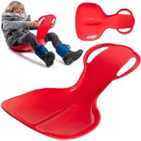 Kadax Poporutscher voor kinderen, sneeuwschuiver van kunststof, 59 x 39 x 17 cm sneeuwschaal, glijplaat met handgrepen, schotelglijders, sneeuwflitser, wintersport (rood)