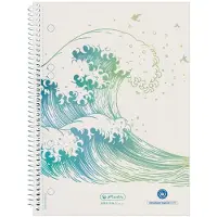 Herlitz GREENline Collegeblok A5 Geruit Spiraalbinding Zijgebonden Karton Harde rug Groen Geperforeerd 140 Pagina's