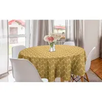 Abakuhaus Paisley ronde tafelkleed, cirkelvormige tafelkleed voor eetkamerkeukendecoratie, 150 cm, donker mosterdbeige