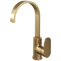 Brauer Gold Edition Hoge Opbouw Wastafelmengkraan met Draaibare Platte Uitloop Model C Goud Geborsteld PVD