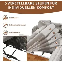 Laura Zonne-eiland 2-persoons met opvouwbaar zonnedak 192x160x137 cm – Luxe polyrotan ligbed met kussens, verstelbare rugleuning, bekerhouders & ijzeren frame voor tuin, balkon en terras (Grijs) –