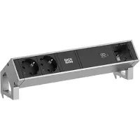 Bachmann DESK2 2xbeschermend contact USB C, USB Lader 60W 1xABD 0,2m GST18 INOX