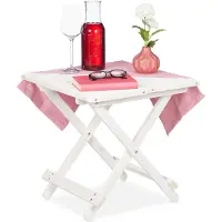 Relaxdays klaptafel hout - 50 x 50 cm - inklapbare bijzettafel - balkontafel - wit