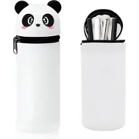 Markenlos Siliconen hoesje, 2-in-1 pennenhouder, zachte siliconen hoes voor pennen en potloden, panda-design, geschikt voor school, thuis en kantoor.