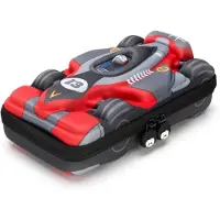 Markenlos Grote pennenhouder, raceauto-pennenhouder voor jongens en meisjes, ruime pennenhouder voor school en kantoor (grijs-rood)