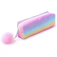 Markenlos Een regenboogkleurig etui met glitter, met veel opbergruimte, een bureauorganizer, opbergruimte voor scholieren en meisjes, modern design