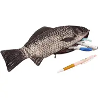 Markenlos Etui met rits, met een realistisch ontwerp, visvormige tas, pennenetui, make-up, kantoorbenodigdheden, schrijfgerei en stiften