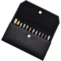 Markenlos Zwart etui van Polyurethanleer voor vulpennen, organizer tas/portfolio voor 12 vulpennen, waterdichte pennenhouder van canvas met opbergvak