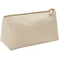 Markenlos Pennenetui van corduroy, grote capaciteit, geschikt voor school en kantoor (beige)