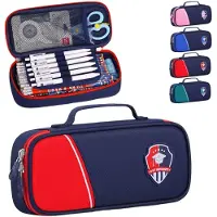 Markenlos Hoogwaardige pennenhouder/etui als praktische bureauorganizer, een ideaal cadeau voor scholieren en studenten (rood)