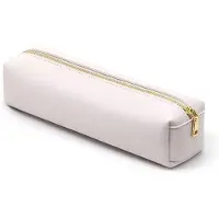 Markenlos Lederen etui, grote capaciteit, etui van Polyurethanleer, schooletui (beige)