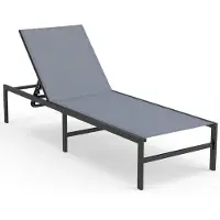 Costway Zonnebed, tuinstoel met 6-voudig verstelbare rugleuning en ademend materiaal, ligstoel voor tuin, terras of zwembad, grijs