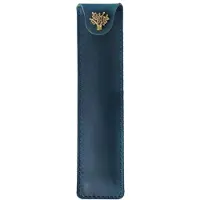 Markenlos Lederen etui voor 1 pen, 16,8 cm lang, met drukknopsluiting.