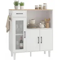 HOMCOM Buffetkast-Spaanplaat, Acryl-80L x 34B x 91H cm-Wit