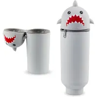 Markenlos 2-in-1 siliconen etui met haai-motief, zacht etui met haai-motief, schattig etui met haai-motief en rits, cadeau voor jongens en meisjes voor Kinderdag, schooljaar