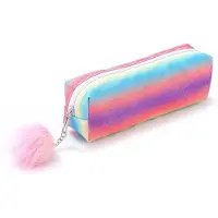 Markenlos Een regenboogkleurig etui met glitter, met veel opbergruimte, een bureauorganizer, opbergruimte voor scholieren en meisjes, modern design
