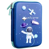 Markenlos Pennenetui met groot vak voor schrijfwaren, pennenetui met rits, draagbare pennenhouder, pennenetui voor school en kantoor, cadeau voor tieners (blauw)