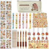 Markenlos Capybara etui-schrijfsysteem met gelpennen, tekstmarkeerders, stickers en accessoires.