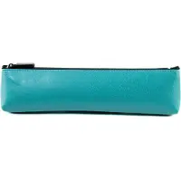 Markenlos Etui met rits, gemaakt van veganistisch, milieuvriendelijk leer, in turquoise kleur