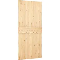 vidaXL Schuifdeur Natuurlijk en Wit 100 x 210 cm Massief grenenhout