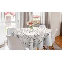 Abakuhaus bruine mandala-ronde tafelkleed, cirkelvormige tafelkleedbedekking voor eetkamerkeukendecoratie, 150 cm, wit en bruin