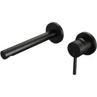 Brauer Black Carving Inbouw Wastafelmengkraan met Rechte Uitloop en Rozetten Model A1 Mat Zwart