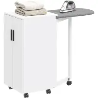 HOMCOM Strijkplankkast-Spaanplaat, 100% Polyester-99,5L x 43B x 83H cm-Wit