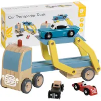 Classic World Houten Transporter met 3 Auto's