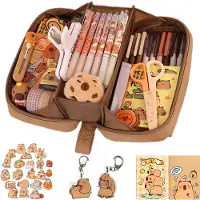 Markenlos Mega-set met 8 pennenetuis | Bevat 50 stickers + 2 notitieboekjes + 2 sleutelhangers | XXL-schrijfaccessoire voor school, kantoor en als cadeau | Complete Kawaii-set