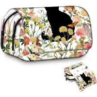 Markenlos Etui voor meisjes en tieners, etui van Oxford-stof voor school en pennen, uni etui, schooletui (wit en roze, racewagen)