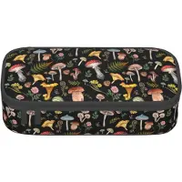 Markenlos Leuk etui met een schattig paddenstoelenmotief, geschikt voor meisjes en kinderen, met een grote tas en dubbele rits.